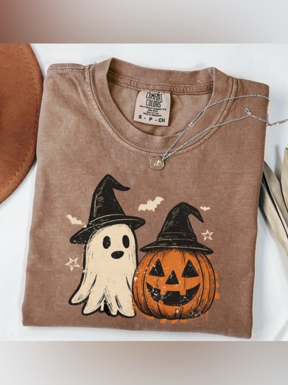 Comfort Colors Halloween Spooky Ghost and Pumpkins Tee